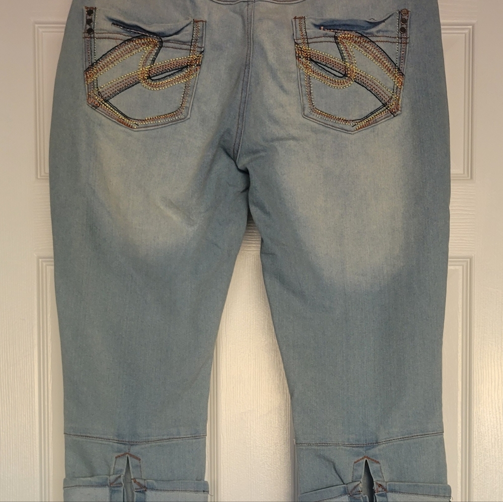 Red Rivet Cuff Jeans - Picture 2 of 6